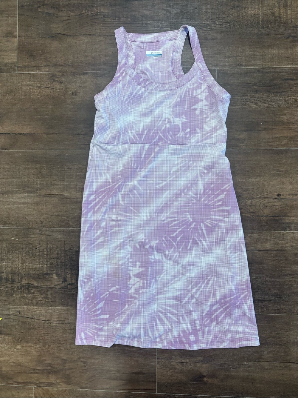 Columbia Sports Dress, Purple Tie-Dye Pattern, Spaghetti Strap Women’s Size Med